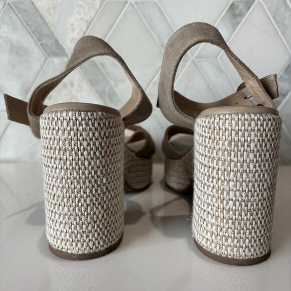 Nero Giardini Sz 39 9 Suede Criss Cross Strap Block Heel Sandal Sandali Donna - Picture 8 of 11